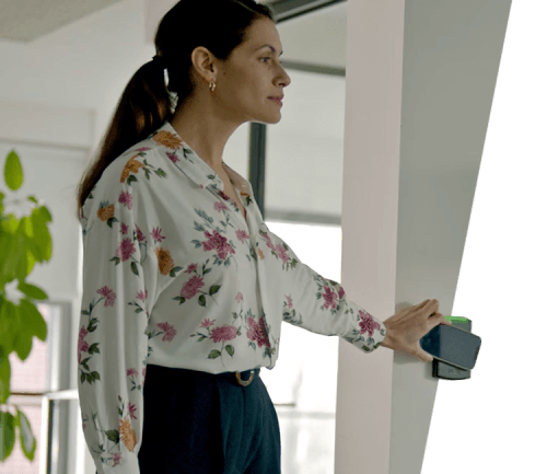 woman using access scanner