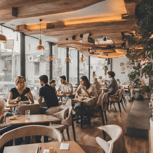 people eating inside restaurant